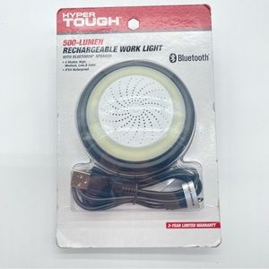 Hyper Tough 500-Lumen Rechargeable Work Light Bluetooth Speaker Black Free Ship